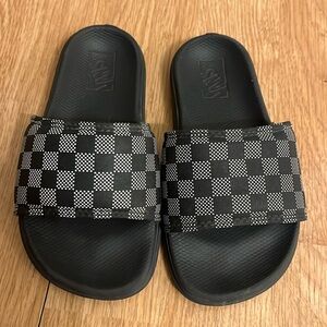Kids Vans slides black/ white checkers size 13